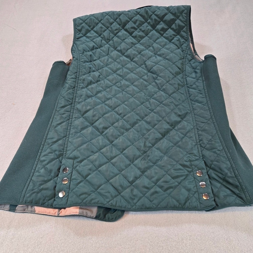 41 Hawthorn Quilted Vest Womens Large Green Diamond Puffer Plaid Lined Mock Neck - Picture 2 of 7
